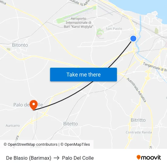 De Blasio (Barimax) to Palo Del Colle map