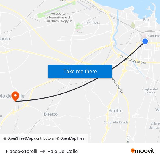 Flacco-Storelli to Palo Del Colle map