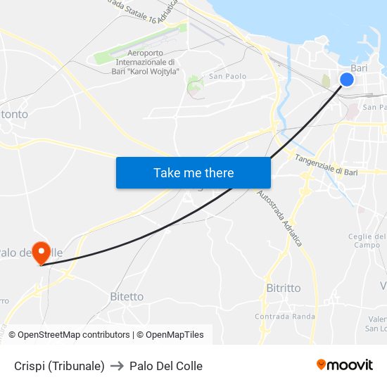 Crispi (Tribunale) to Palo Del Colle map