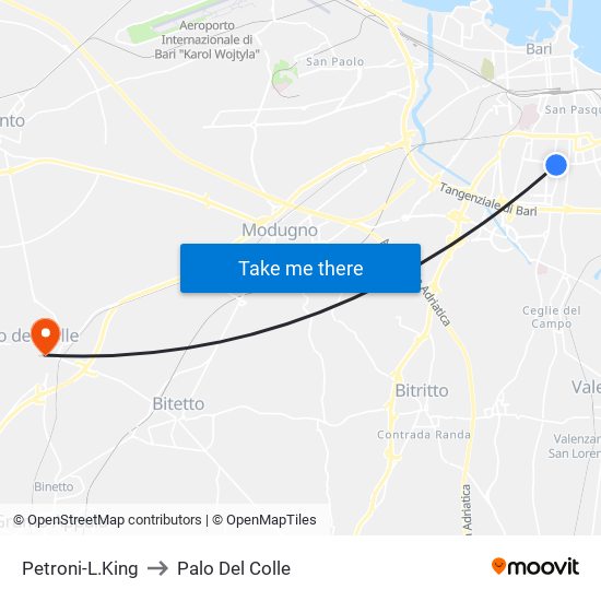 Petroni-L.King to Palo Del Colle map