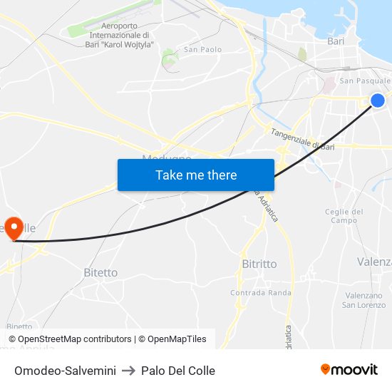 Omodeo-Salvemini to Palo Del Colle map