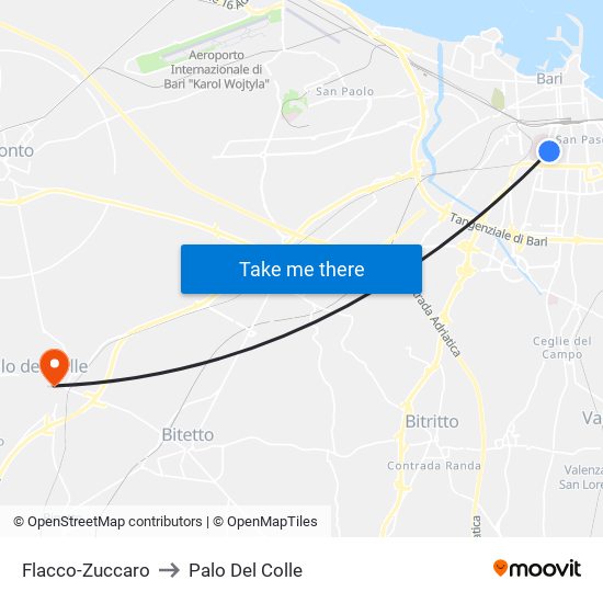 Flacco-Zuccaro to Palo Del Colle map