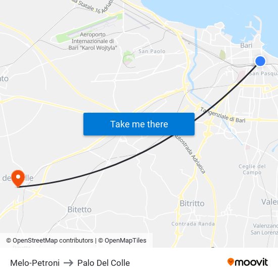 Melo-Petroni to Palo Del Colle map