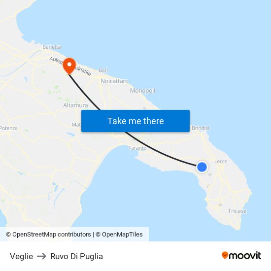 Veglie to Ruvo Di Puglia map