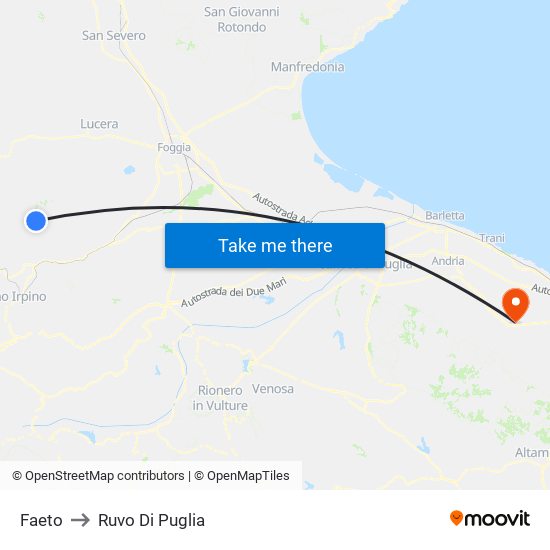 Faeto to Ruvo Di Puglia map