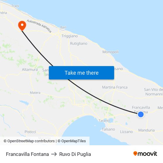 Francavilla Fontana to Ruvo Di Puglia map