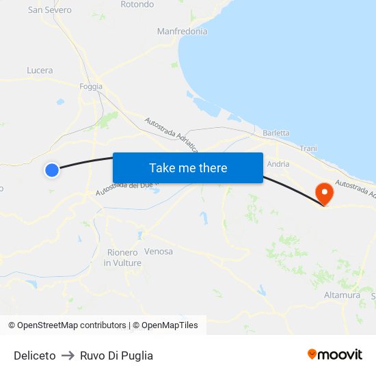 Deliceto to Ruvo Di Puglia map