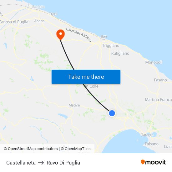 Castellaneta to Ruvo Di Puglia map