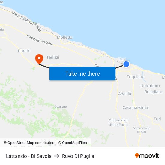 Lattanzio - Di Savoia to Ruvo Di Puglia map