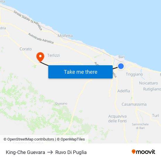 King-Che Guevara to Ruvo Di Puglia map