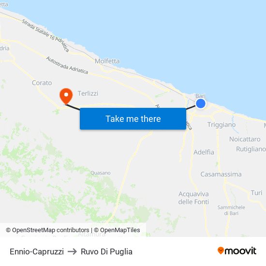 Ennio-Capruzzi to Ruvo Di Puglia map