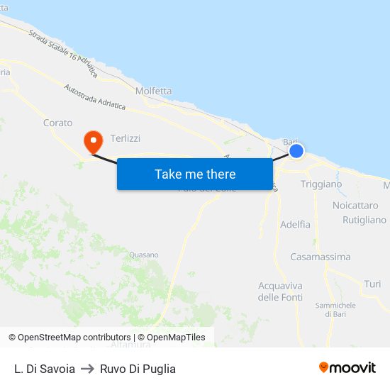 L. Di Savoia to Ruvo Di Puglia map
