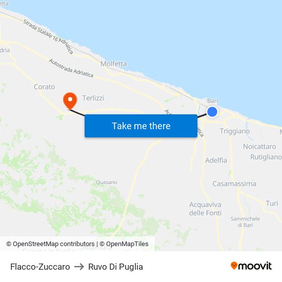 Flacco-Zuccaro to Ruvo Di Puglia map