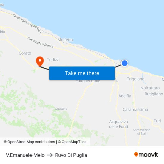V.Emanuele-Melo to Ruvo Di Puglia map