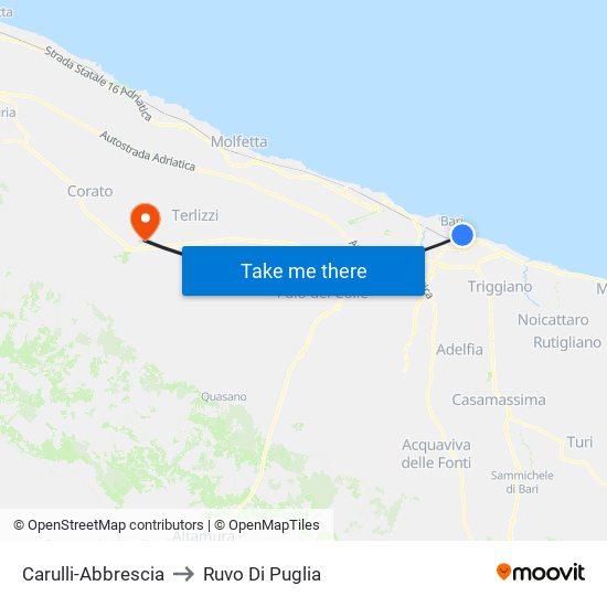 Carulli-Abbrescia to Ruvo Di Puglia map