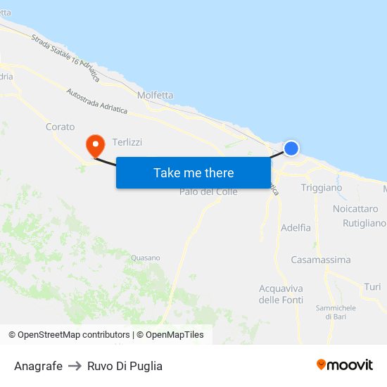 Anagrafe to Ruvo Di Puglia map