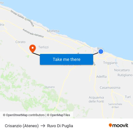 Crisanzio (Ateneo) to Ruvo Di Puglia map