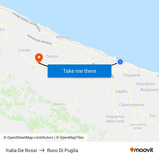 Italia-De Rossi to Ruvo Di Puglia map