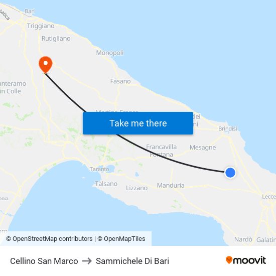 Cellino San Marco to Sammichele Di Bari map
