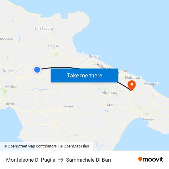 Monteleone Di Puglia to Sammichele Di Bari map