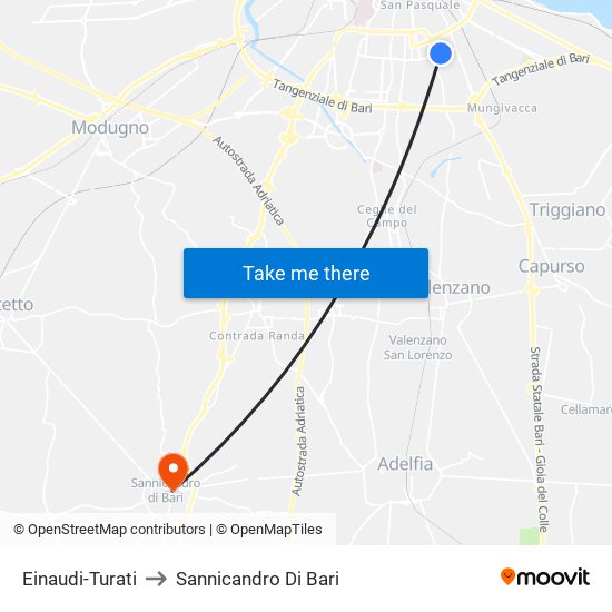 Einaudi-Turati to Sannicandro Di Bari map