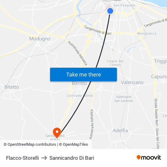 Flacco-Storelli to Sannicandro Di Bari map