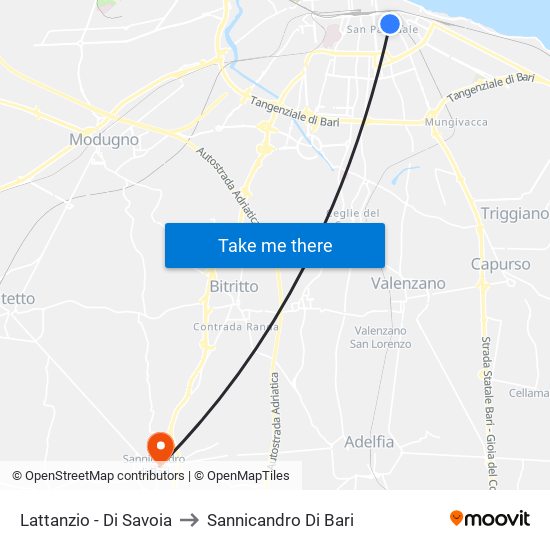 Lattanzio - Di Savoia to Sannicandro Di Bari map