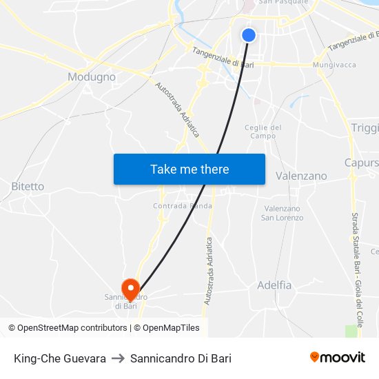 King-Che Guevara to Sannicandro Di Bari map