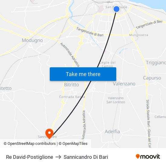 Re David-Postiglione to Sannicandro Di Bari map