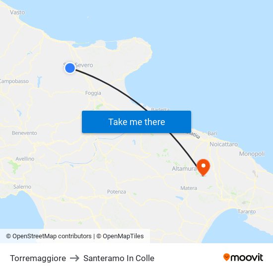 Torremaggiore to Santeramo In Colle map