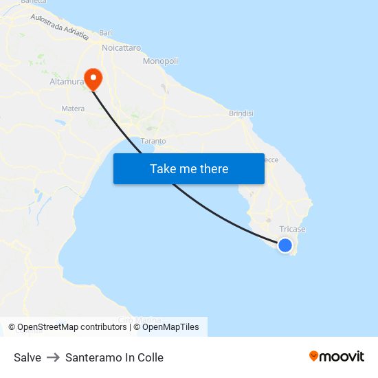 Salve to Santeramo In Colle map