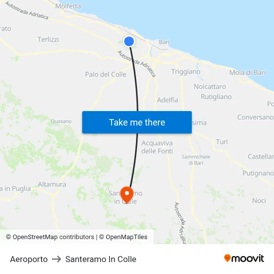 Aeroporto to Santeramo In Colle map