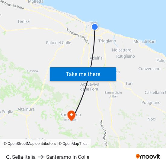 Q. Sella-Italia to Santeramo In Colle map