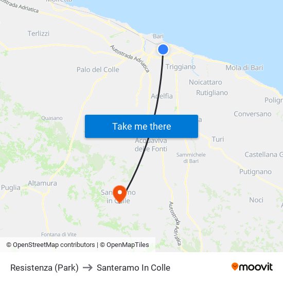 Resistenza (Park) to Santeramo In Colle map