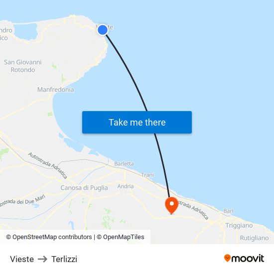 Vieste to Terlizzi map