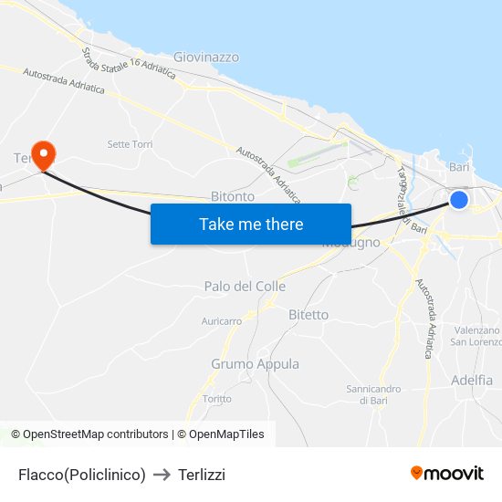 Flacco(Policlinico) to Terlizzi map