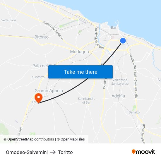 Omodeo-Salvemini to Toritto map