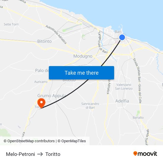 Melo-Petroni to Toritto map