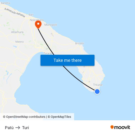 Patù to Turi map