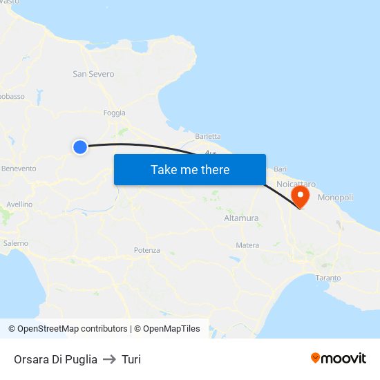 Orsara Di Puglia to Turi map