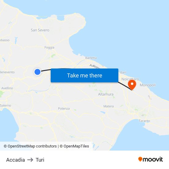 Accadia to Turi map