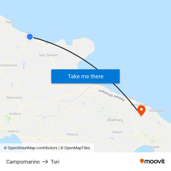 Campomarino to Turi map