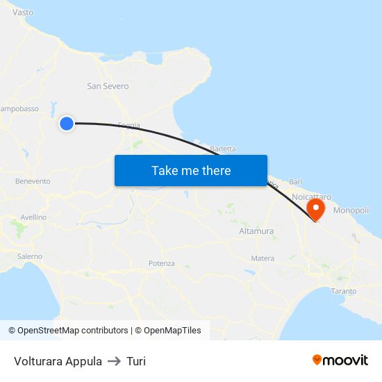 Volturara Appula to Turi map