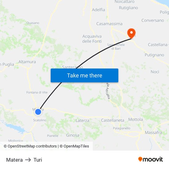 Matera to Turi map