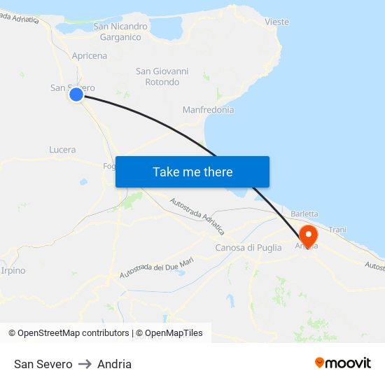 San Severo to Andria map