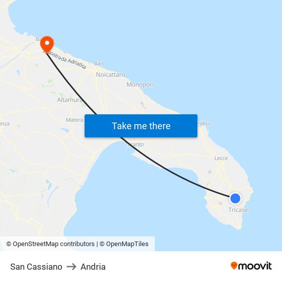 San Cassiano to Andria map