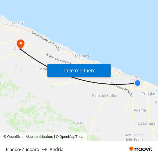 Flacco-Zuccaro to Andria map