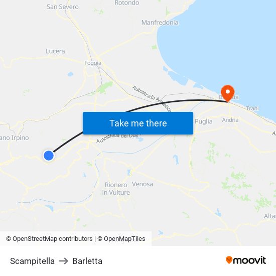 Scampitella to Barletta map