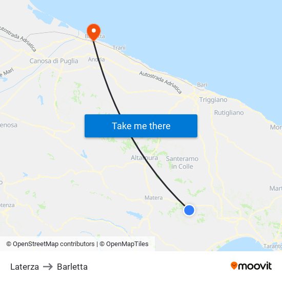 Laterza to Barletta map