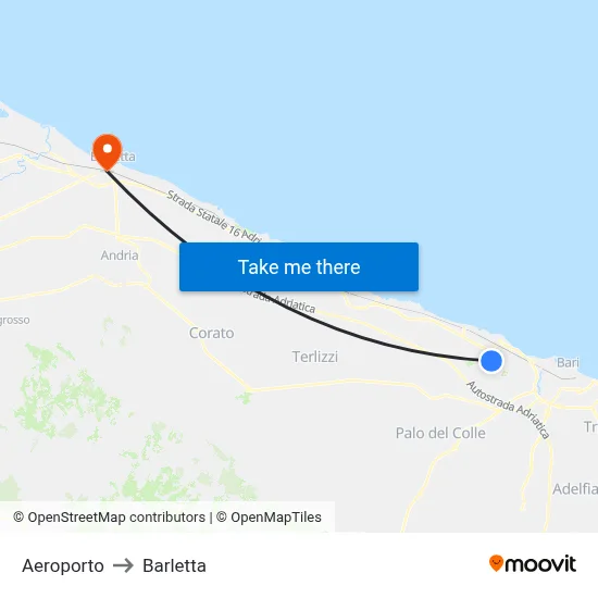 Airport to Barletta map